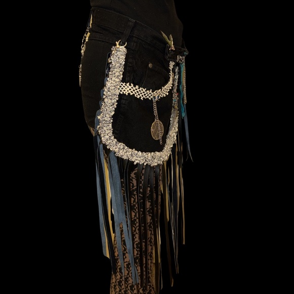 Custom order Handmade denim three pocket Gypsy belt main image 4
